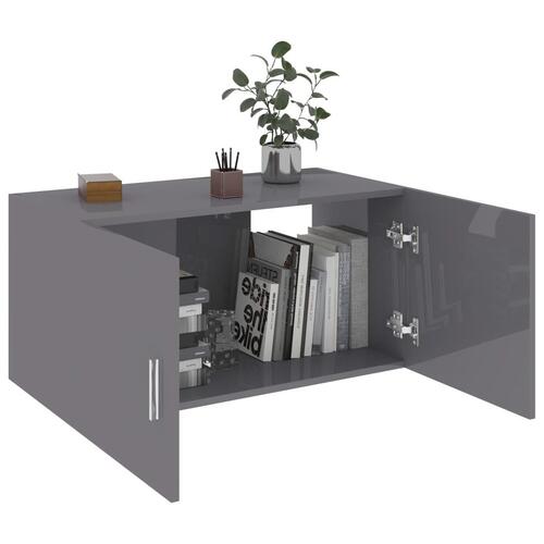 Væghængt skab 80x39x40 cm konstrueret træ grå højglans