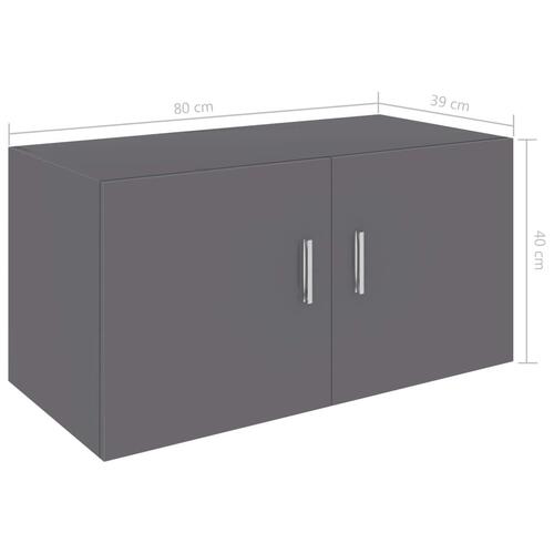 Væghængt skab 80x39x40 cm konstrueret træ grå højglans