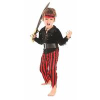 Kostume til børn Rød Pirat (4 Dele) 7-9 år