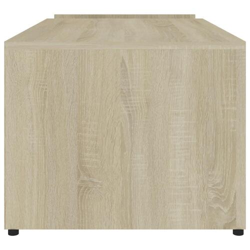 Sofabord 90x45x35 cm konstrueret træ hvid og sonoma-eg