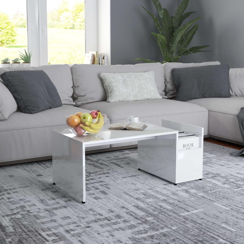 Sofabord 90x45x35 cm spånplade hvid højglans