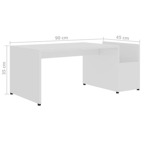 Sofabord 90x45x35 cm spånplade hvid højglans