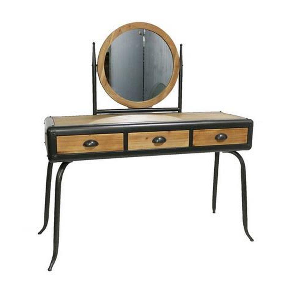 Sminkebord Sort Natur Metal Gran 130 x 44 x 136 cm