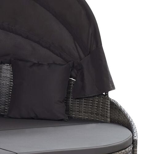 Solseng med baldakin polyrattan grå