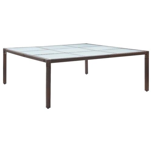 Havebord 200x200x74 cm polyrattan brun