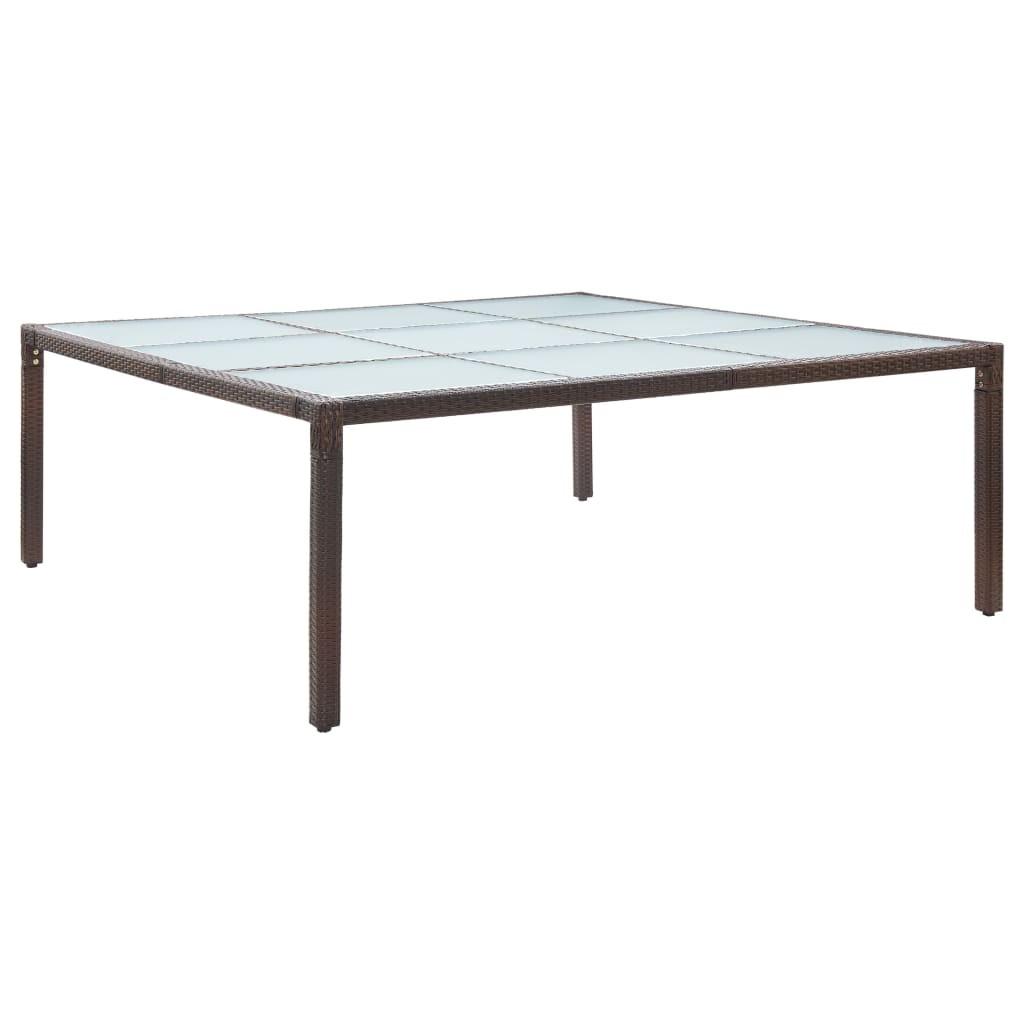 Havebord 200x200x74 cm polyrattan brun