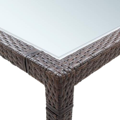 Havebord 200x200x74 cm polyrattan brun
