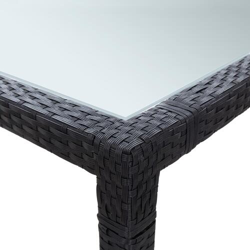 Havebord 200x200x74 cm polyrattan sort