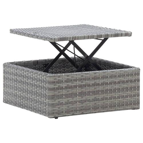 Solseng med baldakin polyrattan gråmeleret