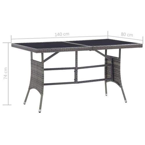 Havebord 140 x 80 x 74 cm polyrattan grå