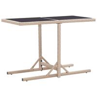 Havebord 110x53x72 cm beige glas og polyrattan