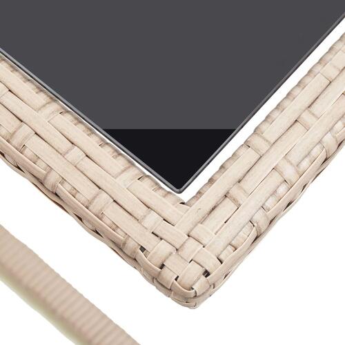 Havebord 110x53x72 cm beige glas og polyrattan