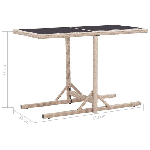 Havebord 110x53x72 cm beige glas og polyrattan