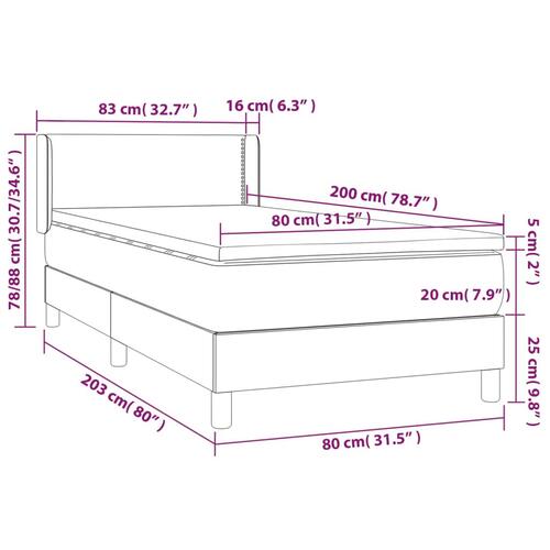 Kontinentalseng med madras 80x200 cm stof gråbrun