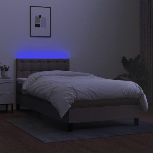 Kontinentalseng med LED-lys 80×200 cm - stof gråbrun