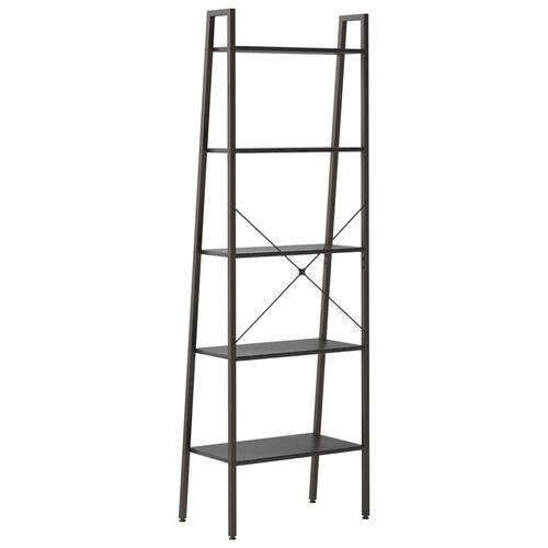 Stigereol med 5 hylder 56x35x174 cm sort