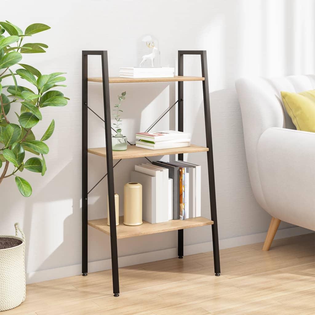 Stigereol med 3 hylder 56x35x108 cm lysebrun og sort