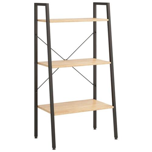 Stigereol med 3 hylder 56x35x108 cm lysebrun og sort