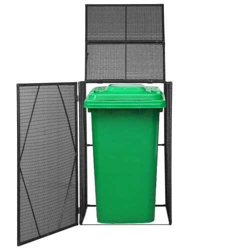 Enkelt skraldespandsskjuler 76x78x120 cm polyrattan sort