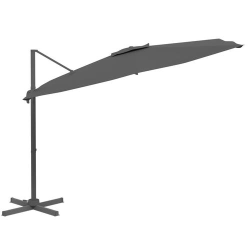 Hængeparasol med LED-lys 400x300 cm antracitgrå