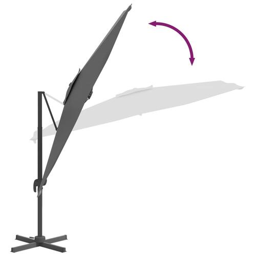 Hængeparasol med LED-lys 400x300 cm antracitgrå
