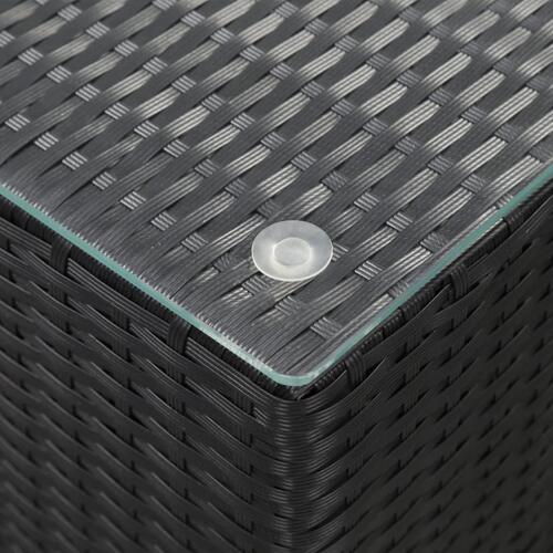 Sideborde med glastop 3 stk. polyrattan sort