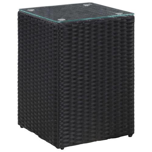 Sideborde med glastop 3 stk. polyrattan sort