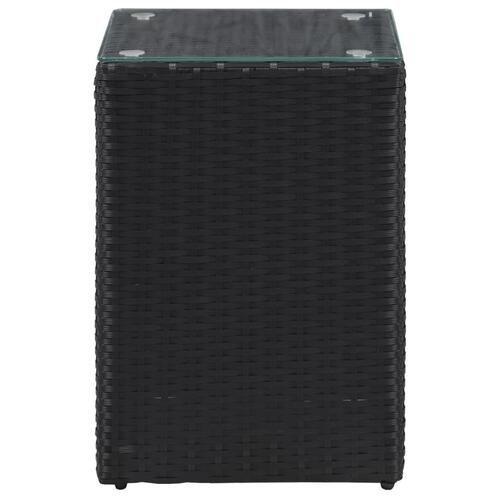 Sideborde med glastop 3 stk. polyrattan sort