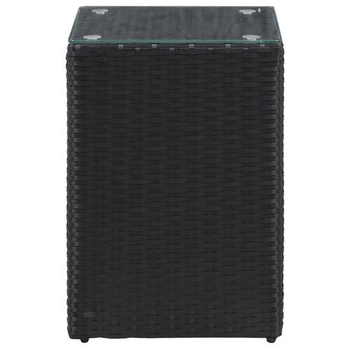 Sidebord med glastop 35x35x52 cm polyrattan sort