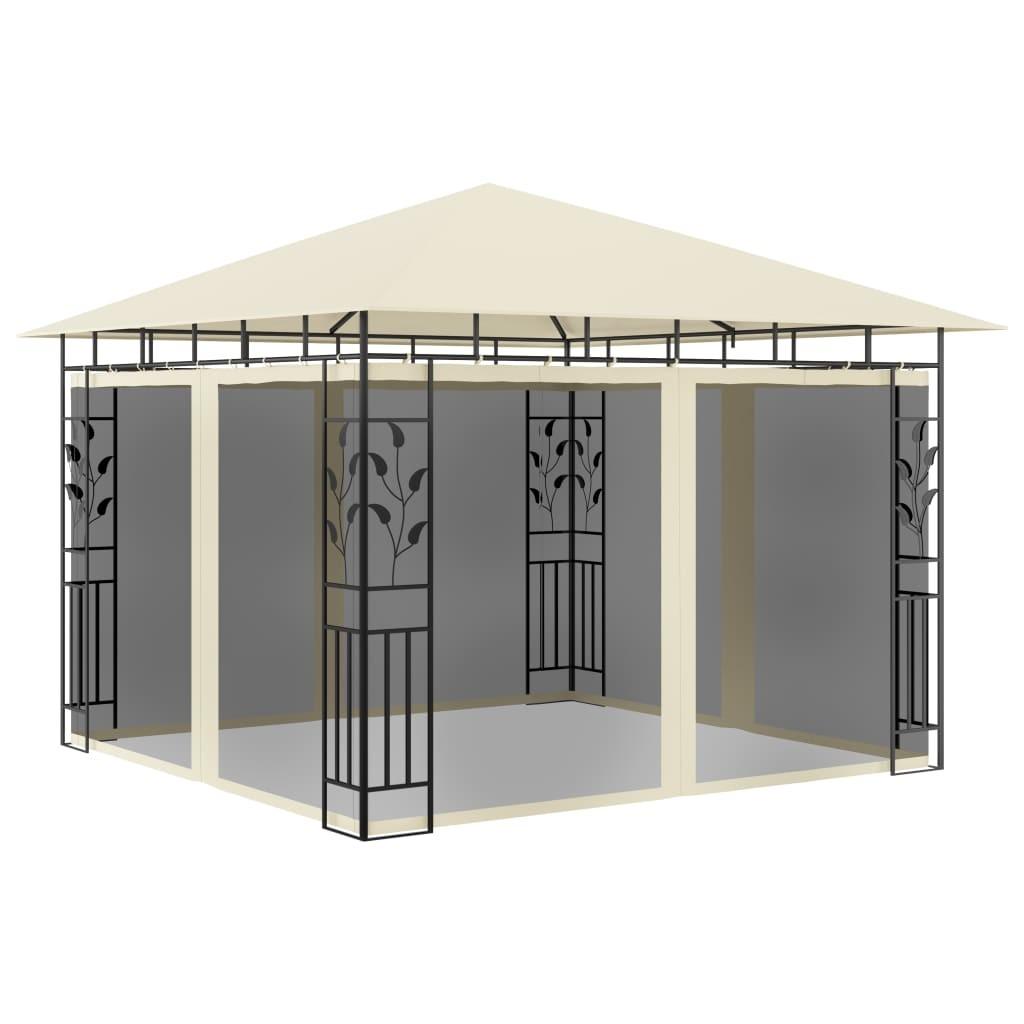 Pavillon med myggenet 3x3x2,73 m 180 g/m² cremefarvet billede