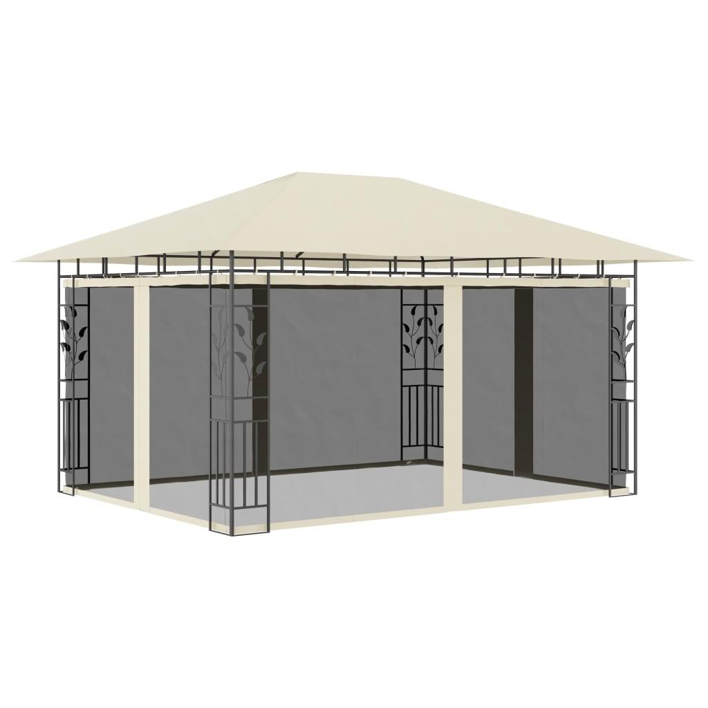 Pavillon med myggenet 4x3x2,73 m 180 g/m² cremefarvet