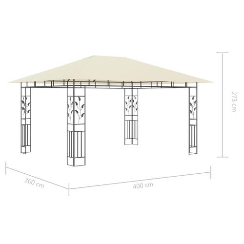 Pavillon med myggenet 4x3x2,73 m 180 g/m² cremefarvet