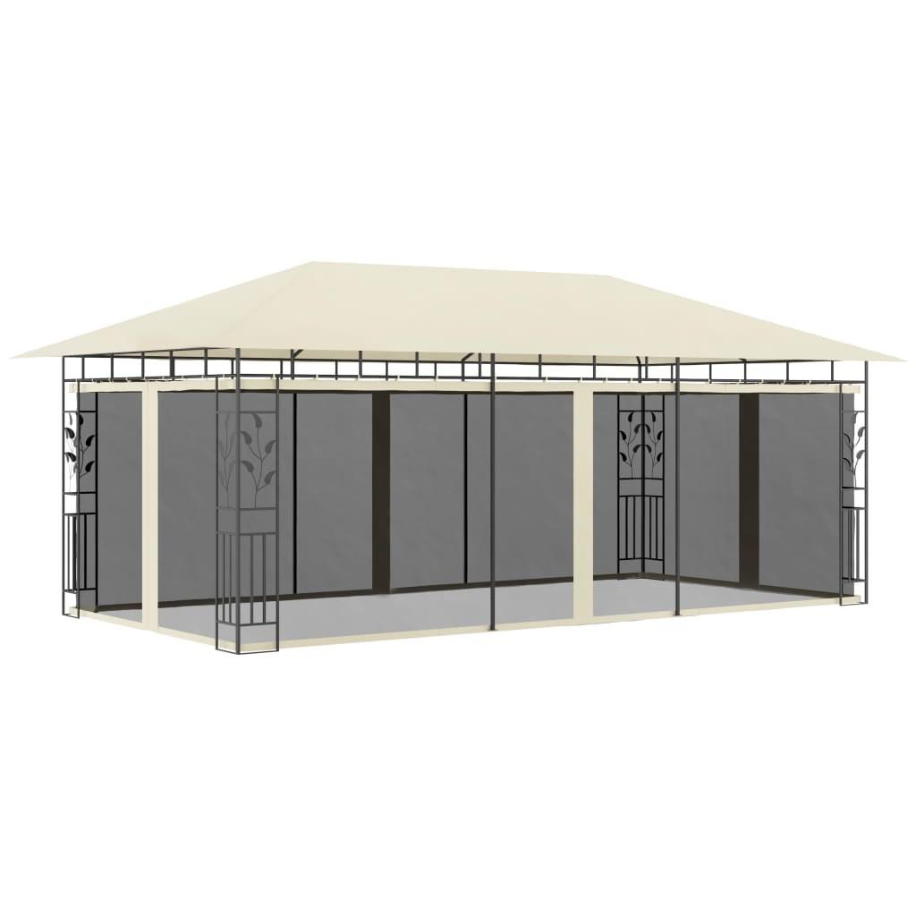 Pavillon med myggenet 6x3x2,73 cm cremefarvet