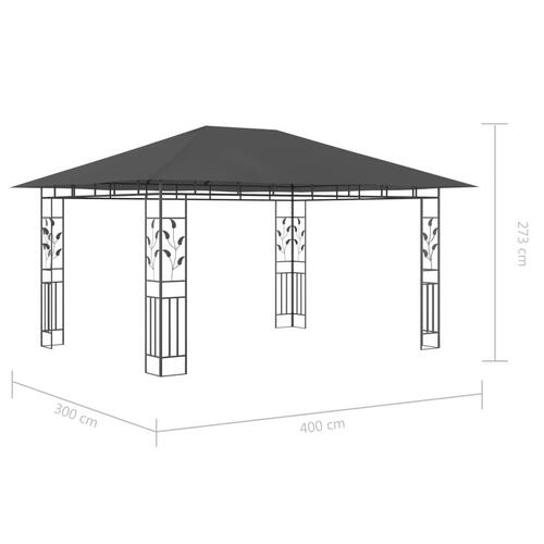 Pavillon med myggenet 4x3x2,73 m 180 g/m² antracitgrå