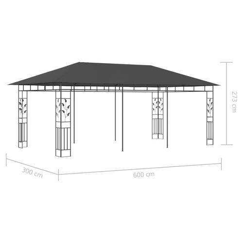 Pavillon med myggenet 6x3x,2,73 m antracitgrå