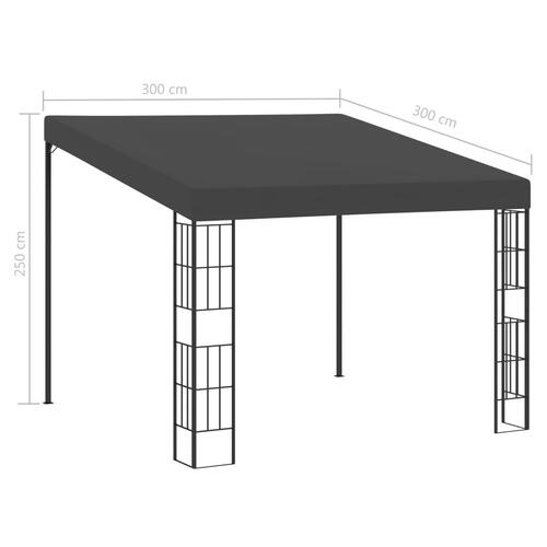 Vægmonteret pavillon 3x3 m stof antracitgrå