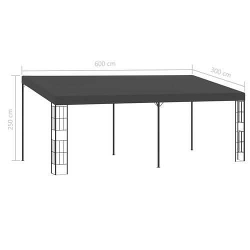 Vægmonteret pavillon 3x6 m stof antracitgrå