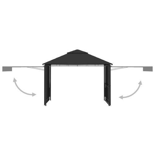 Pavillon med 2 udvidelige tage 3x3x2,75 m 180 g/m² antracitgrå