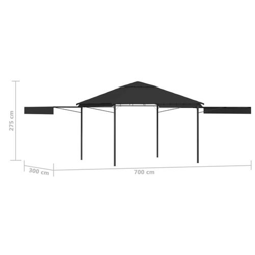 Pavillon med 2 udvidelige tage 3x3x2,75 m 180 g/m² antracitgrå