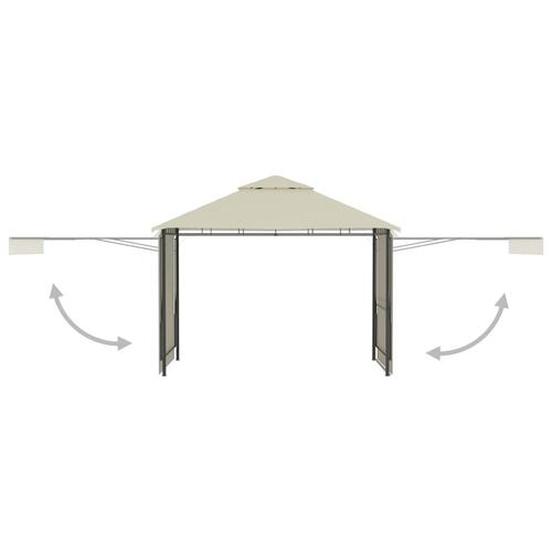 Pavillon med 2 udvidelige tage 3x3x2,75 cm 180 g/m² cremefarvet