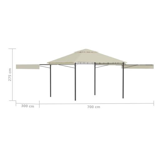 Pavillon med 2 udvidelige tage 3x3x2,75 cm 180 g/m² cremefarvet