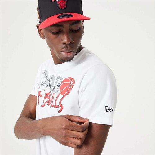 Kortærmet T-shirt til Mænd New Era NBA Infill Graphic Chicago Bulls Hvid XL