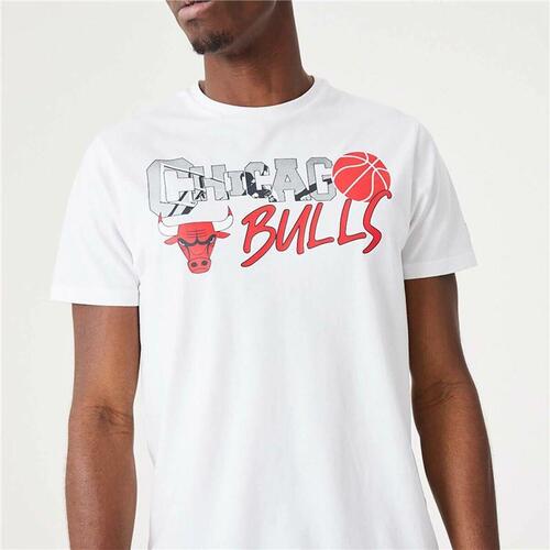 Kortærmet T-shirt til Mænd New Era NBA Infill Graphic Chicago Bulls Hvid XL