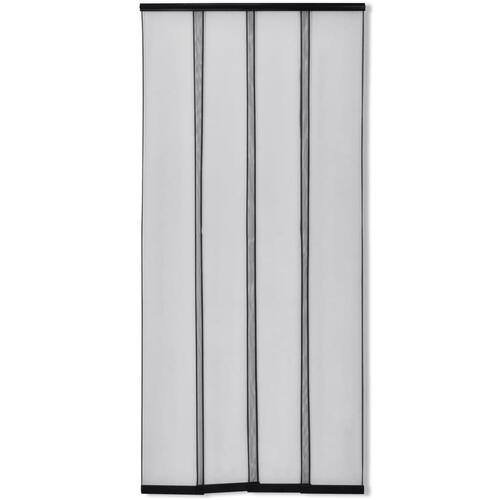 Insektdør med 4 baner netgardin 220 x 100 cm Sort Polyester