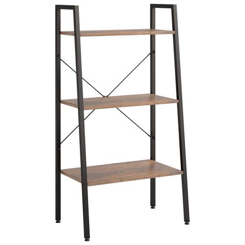 Stigereol med 3 hylder 56x35x108 cm mørkebrun og sort