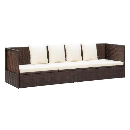 Haveseng med hynde og puder polyrattan brun