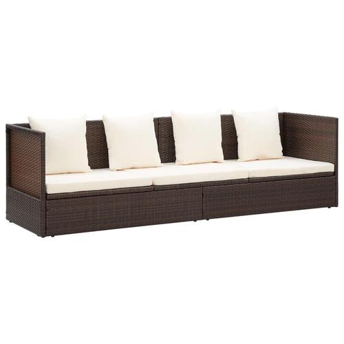 Haveseng med hynde og puder polyrattan brun
