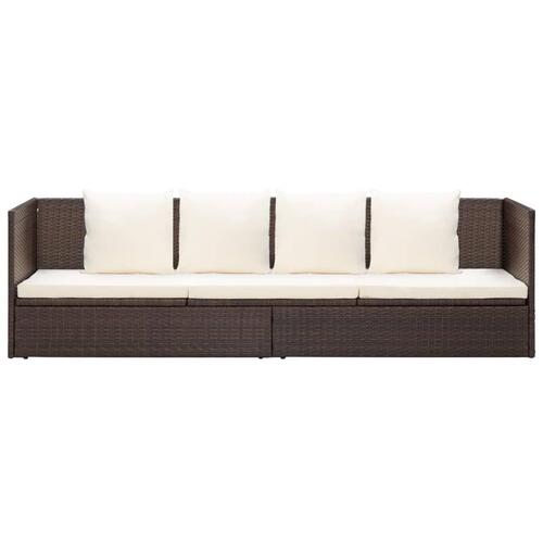 Haveseng med hynde og puder polyrattan brun