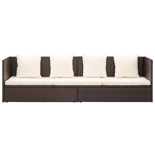 Haveseng med hynde og puder polyrattan brun