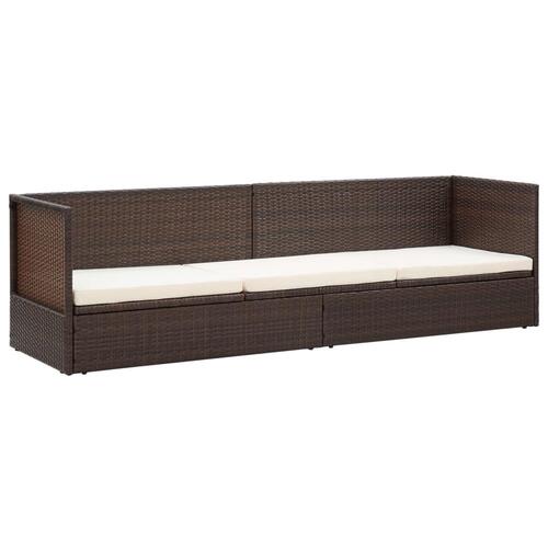 Haveseng med hynde og puder polyrattan brun